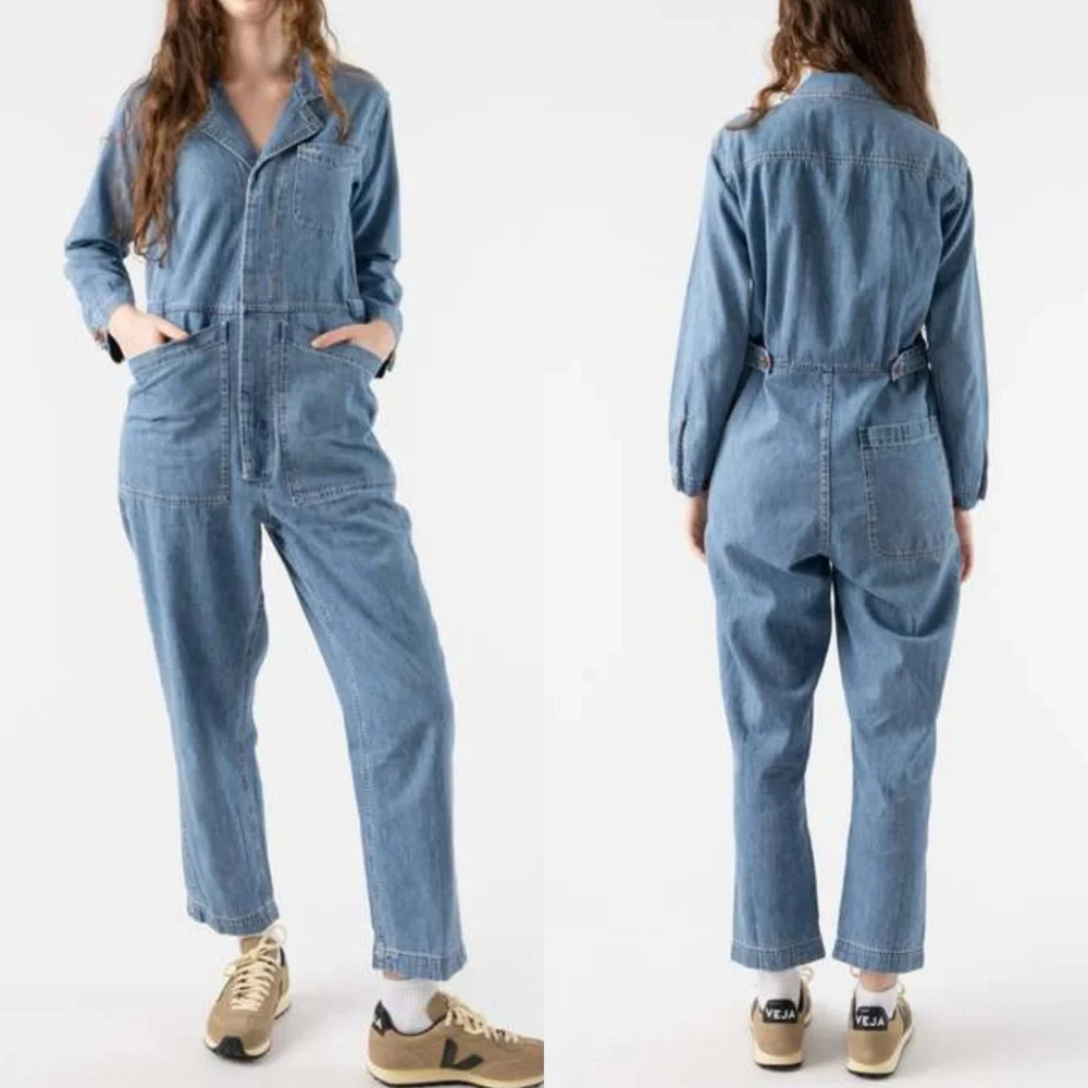 Alex Mill Standard Denim Jumpsuit Boiler Suit Coveralls Blue Utility Cotton - Picture 9 of 16